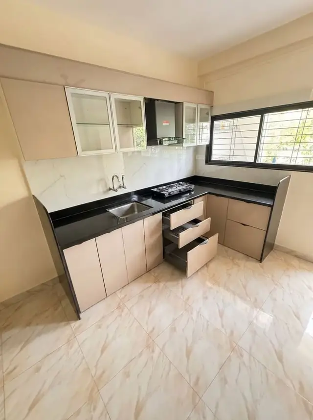 L-Shape Modular Kitchen — Beige — Smart Furniture
