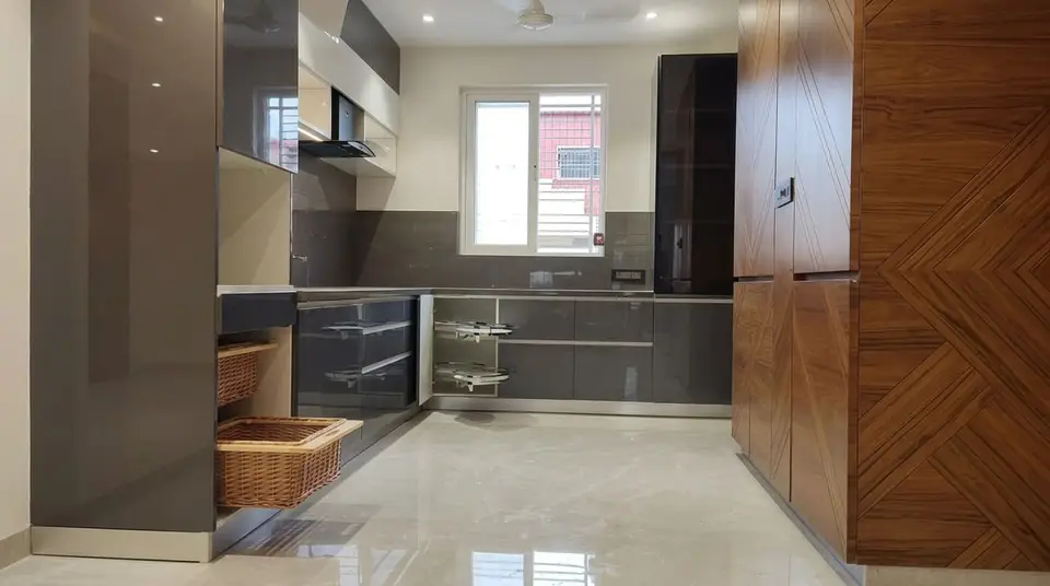 Grey Gloss L-Shape Kitchen — Smart Furniture