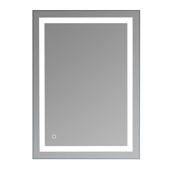 36"x 28" Square Built-in Light Strip Touch LED Bathroom Mirror Silver