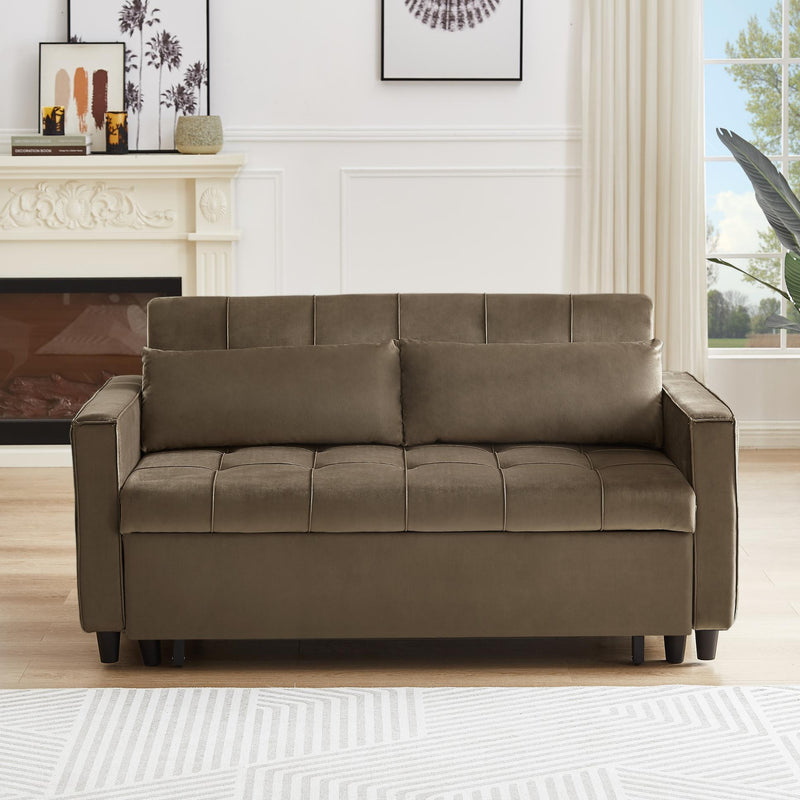 Black, Modern Velvet Recliner Sofa with Pullout Bed