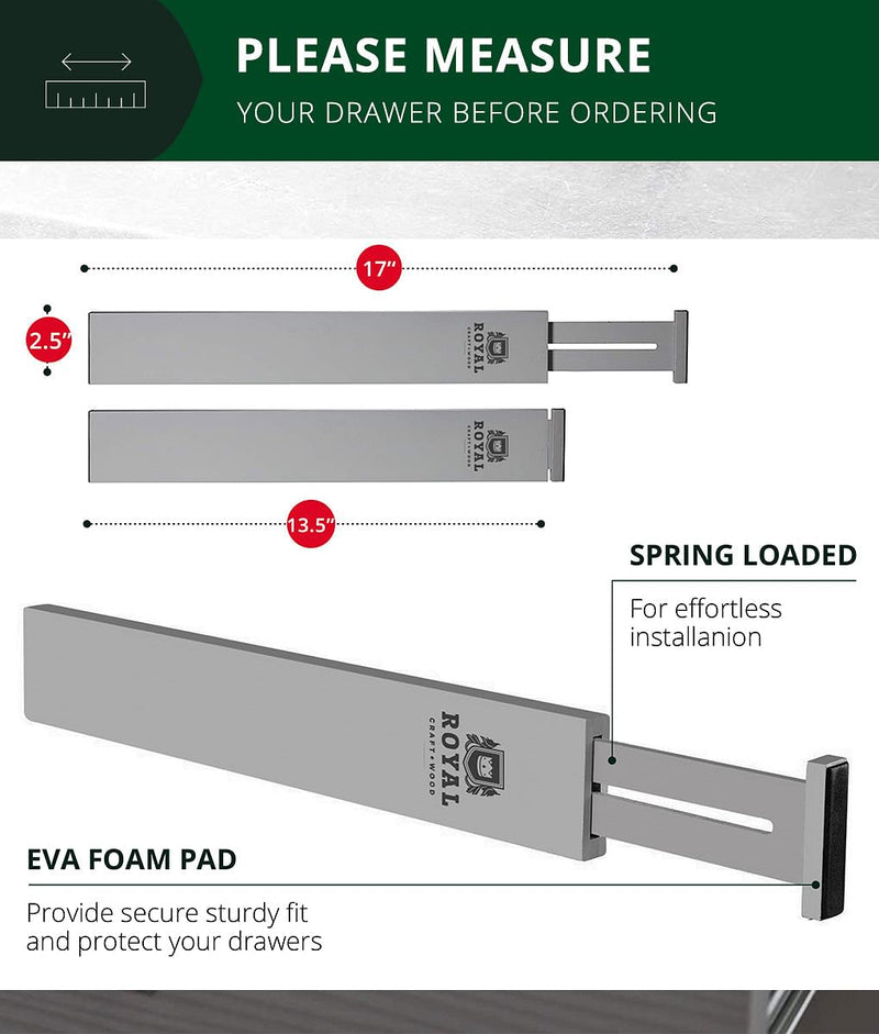 Small Adjustable Drawer Dividers Set of 4 Gray-2