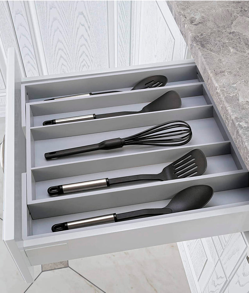 Utensil Holder Drawer Organizer Gray-7