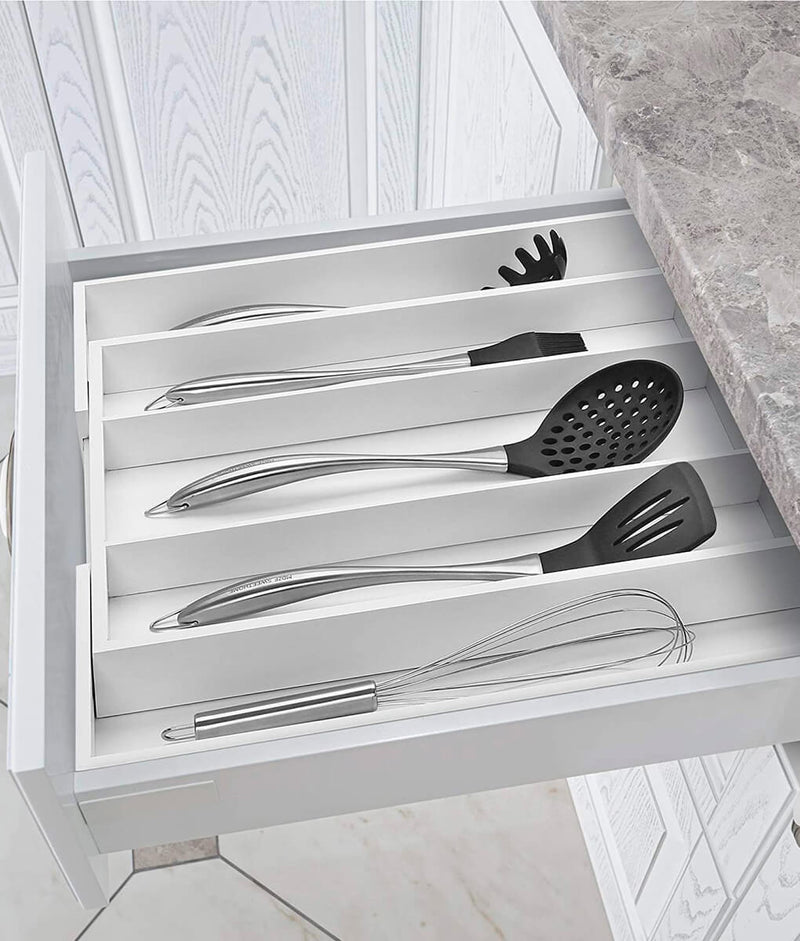 Cutlery And Utensil Organizer Tray White-7