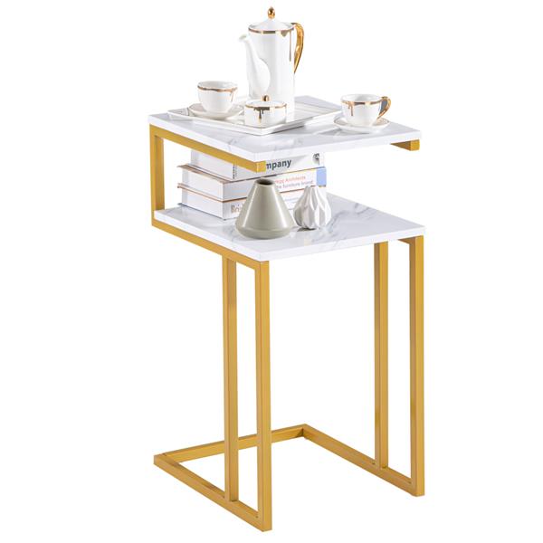 (42 x 35.5 x 71)cm C-Type Side Table Double-Layer Gold Marble Sticker