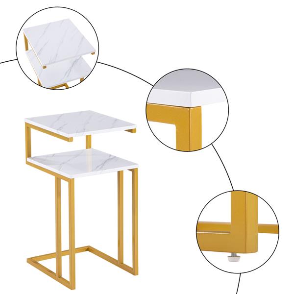 (42 x 35.5 x 71)cm C-Type Side Table Double-Layer Gold Marble Sticker