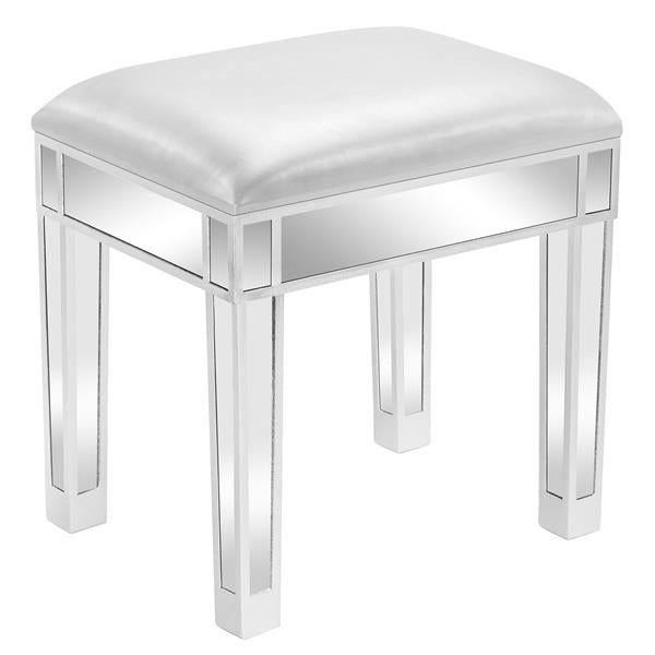 Modern Style Mirrored Vanity Stool Silver Gray