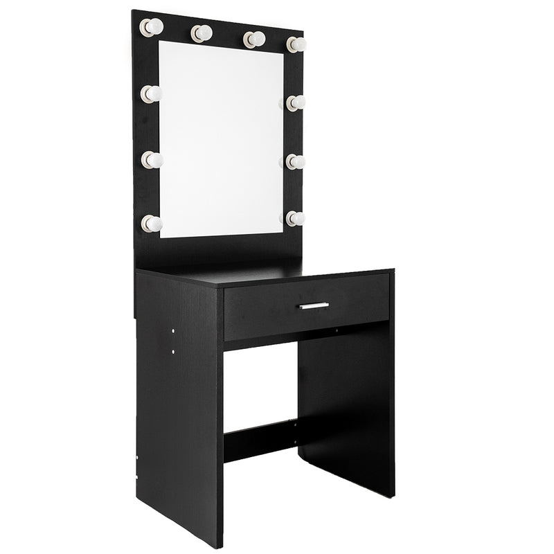 FCH With a Light Cannon Large Mirror Single Drawer Dressing Table Black