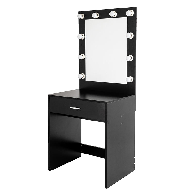 FCH With a Light Cannon Large Mirror Single Drawer Dressing Table Black