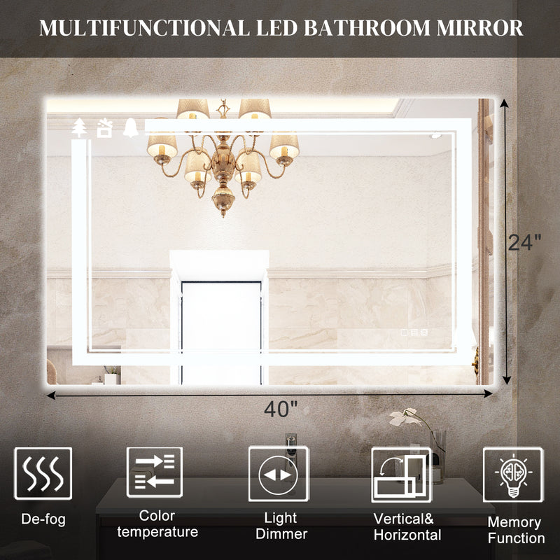 Three-Tone Lighting Bathroom Mirror Silver