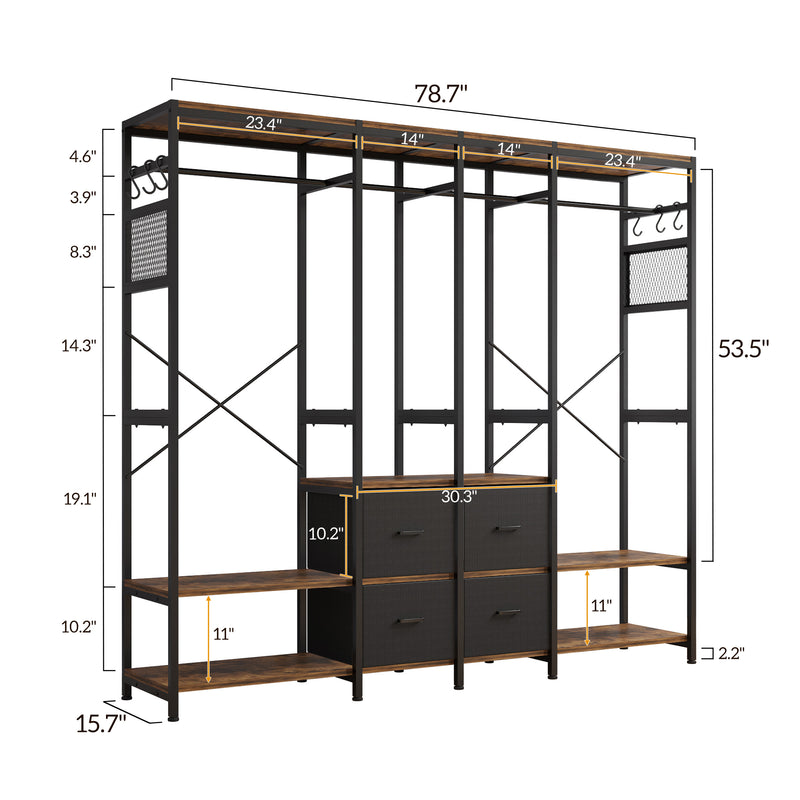 multiple storage racks and non-woven drawer