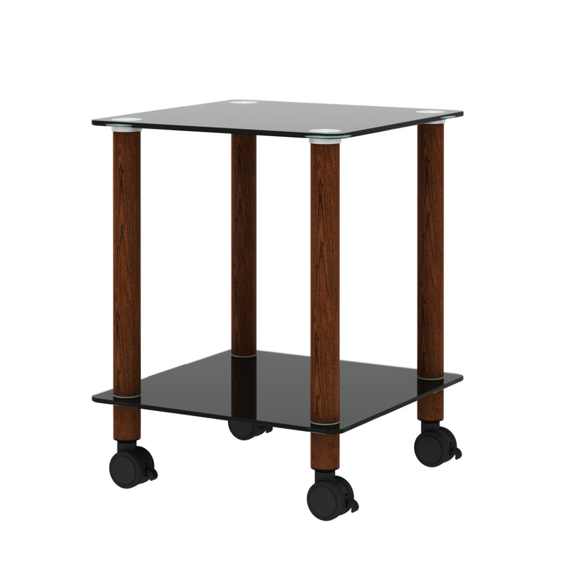 1-Piece Black + Walnut Side Table , 2-Tier Space End Table