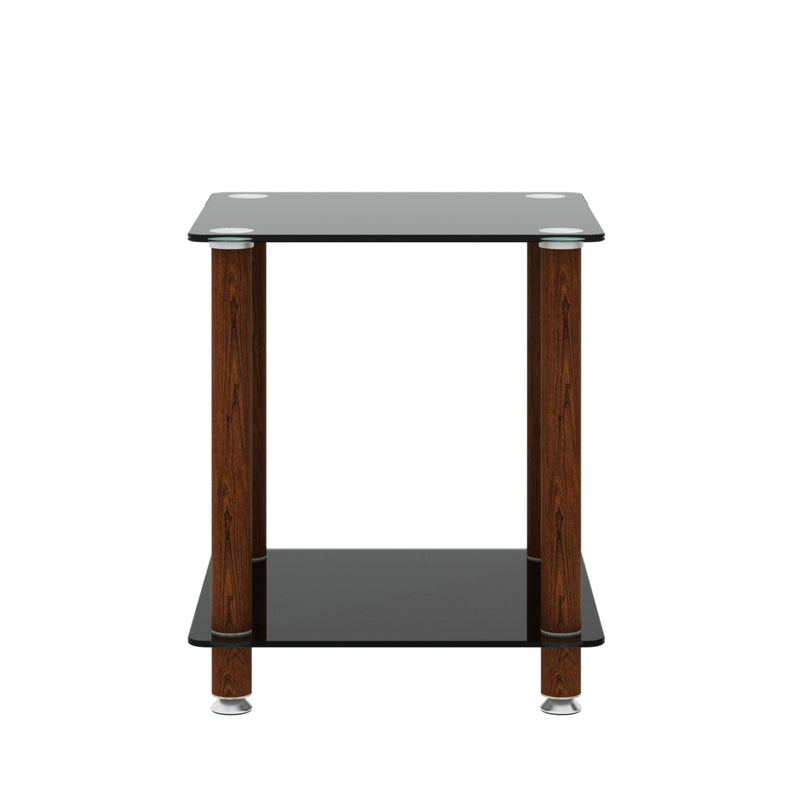 1-Piece Black + Walnut Side Table , 2-Tier Space End Table