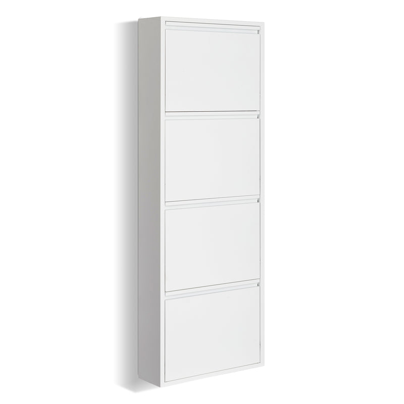 4 Drawer Shoe Cabinet, 4Tier Shoe Rack Storage Organizer, White Color