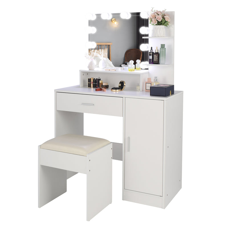 Makeup Table with Cushioned Stool