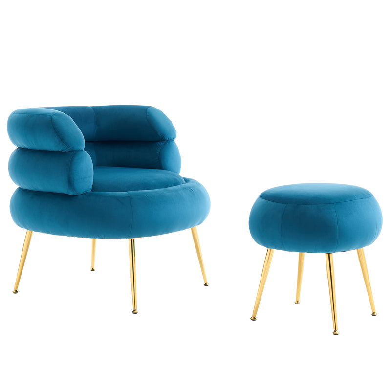 With Pedals Velvet Indoor Armchair Blue