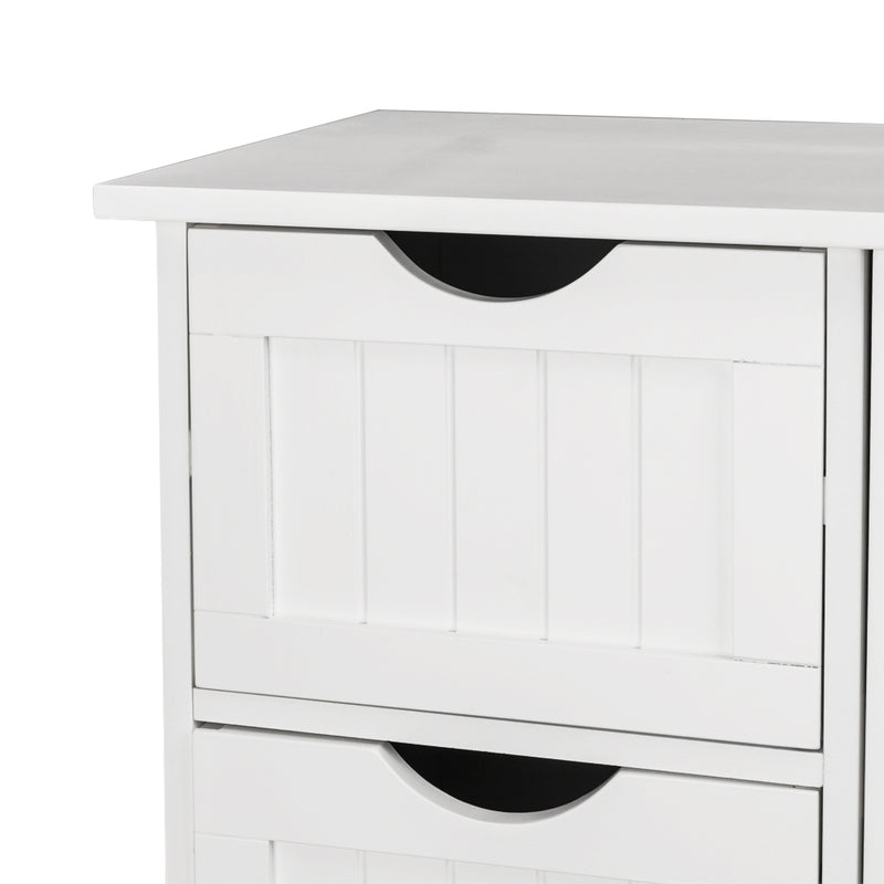 Single Door Bathroom Storage Cabinet with 4 Drawers White