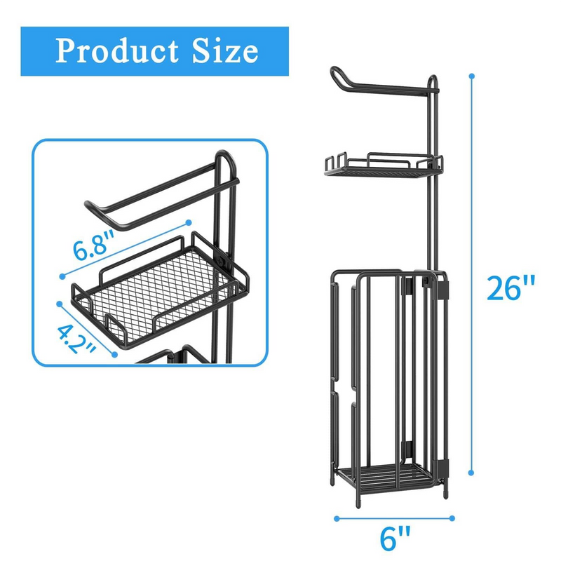 2 Pack Free Standing Toilet Paper Holder Stand