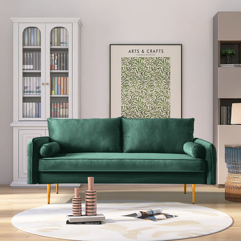 Velvet Fabric sofa with pocket-71‘’green