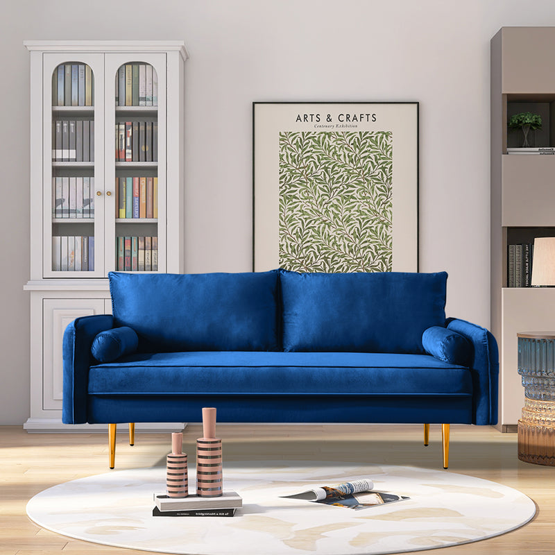 Velvet Fabric sofa with pocket-71‘’blue