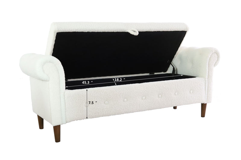 Multifunctional Storage Rectangular Sofa Stool- Beige