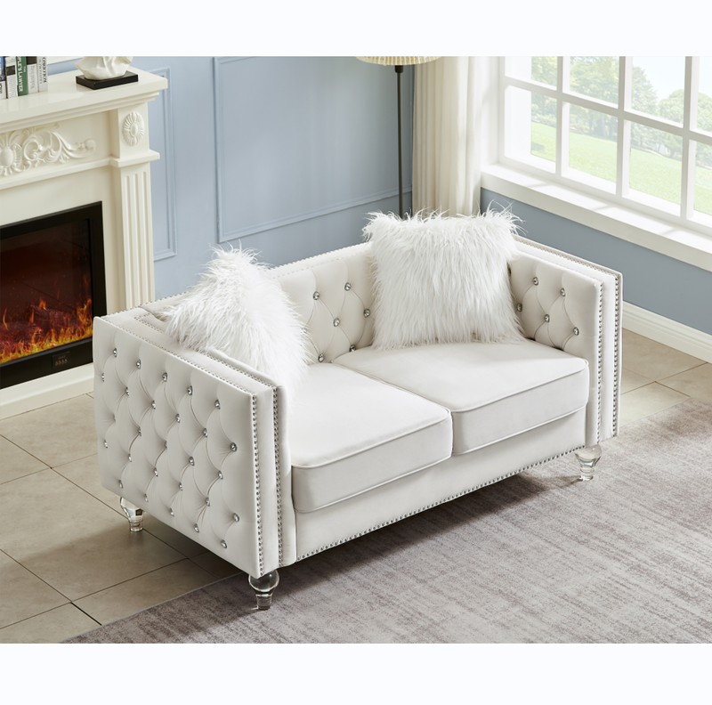 Velvet Crystal Buckle Upholstery Sofa