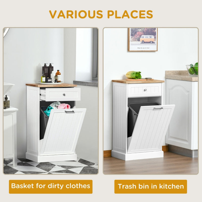 Kitchen Tilt Out Trash Bin Cabinet Free Standing Recycling Cabinet Trash Can Holder With Drawer