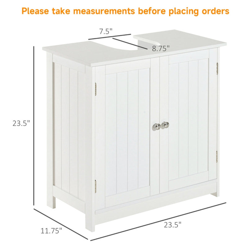 Bathroom Cabinet with 2 Doors and Shelf Bathroom Vanity white-AS