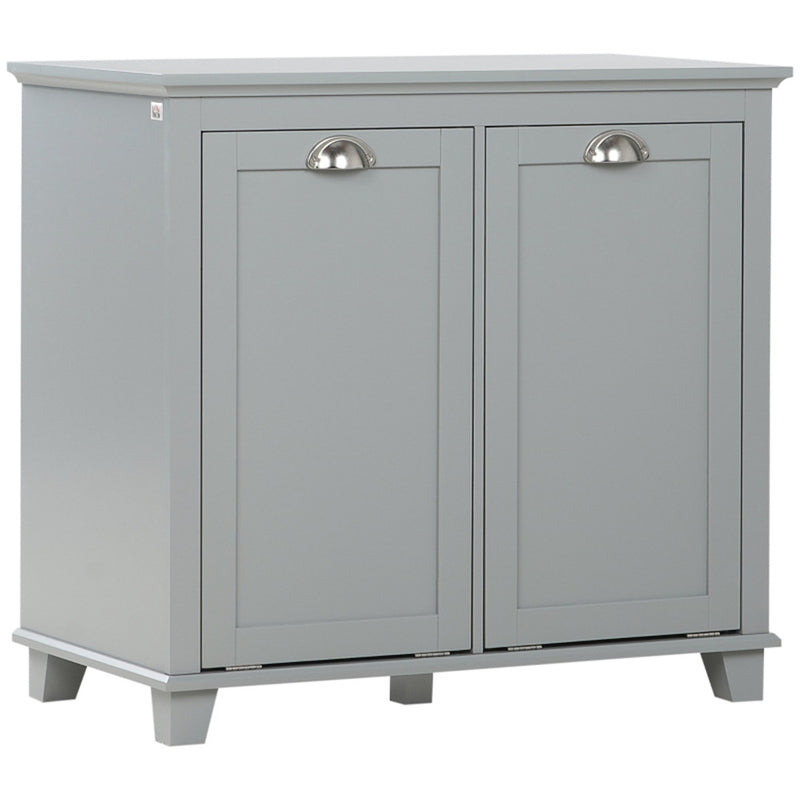 Tilt-Out Laundry Sorter Cabinet, Bathroom Storage Organizer Grey-AS