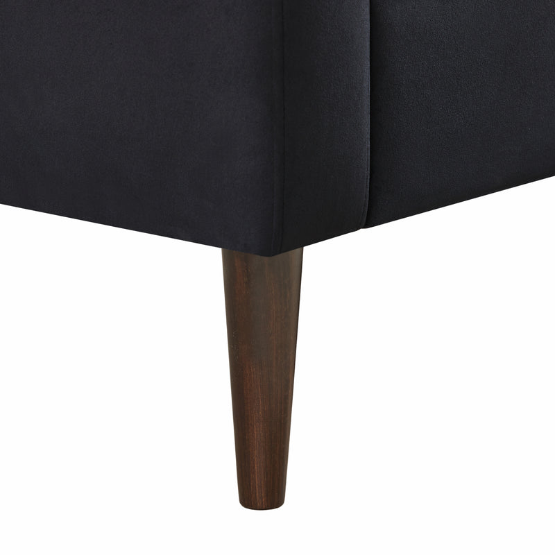 Modern velvet fabric single person sofa side chair with solid wood legs, used in bedroom, living room and office-Black