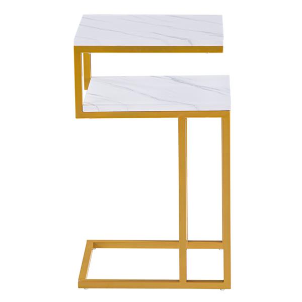 (42 x 35.5 x 71)cm C-Type Side Table Double-Layer Gold Marble Sticker