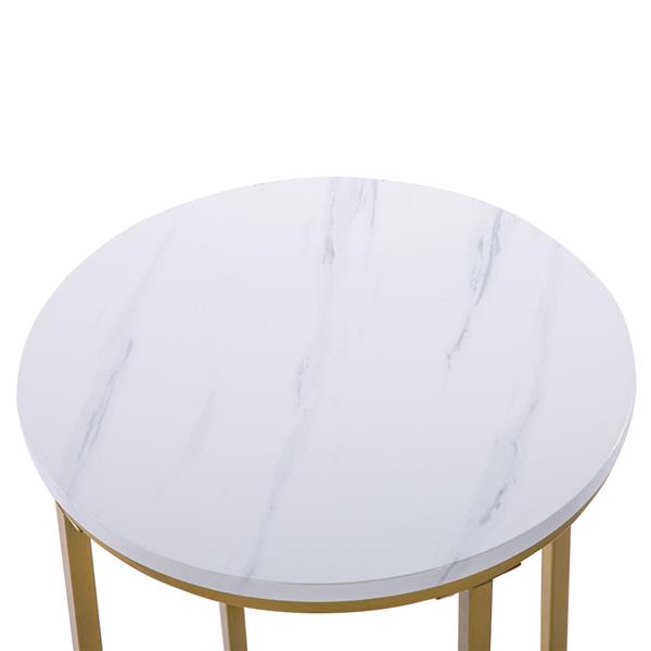 Marble Simple Round Side [40x40x60cm] White