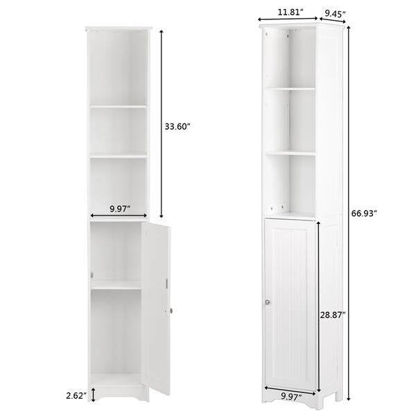 One Door & Three Layers Bathroom Cabinet White