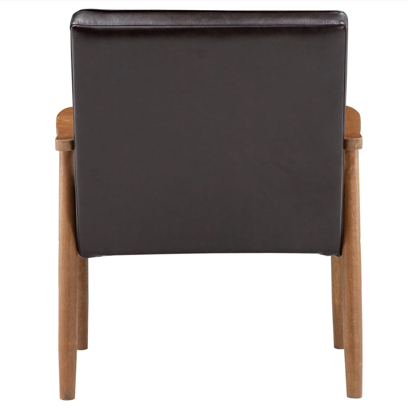 Modern Wooden Single Chair,Brown PU