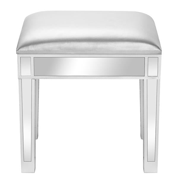 Modern Style Mirrored Vanity Stool Silver Gray