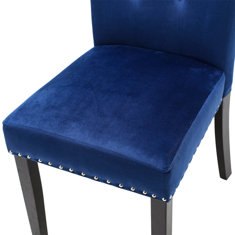 Velvet Fabric / Rubber Wood Legs / Cushion Original Cotton Density 26   Spring / Nail Dressing Stool Two Sets Blue