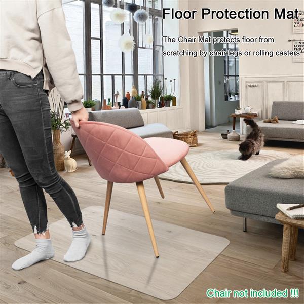 PVC Dull Polish Chair Mat Protection Floor Mat 90x120x0.2cm Rectangular