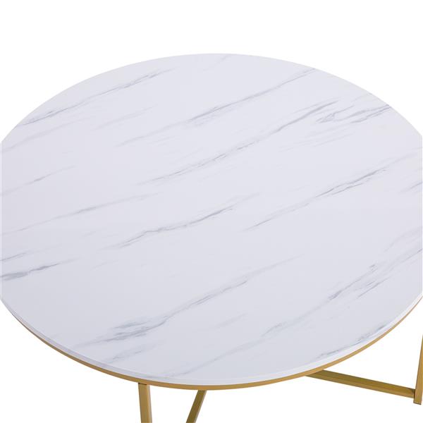 Marble Simple Round Coffee Table [90x90x48.5cm] White