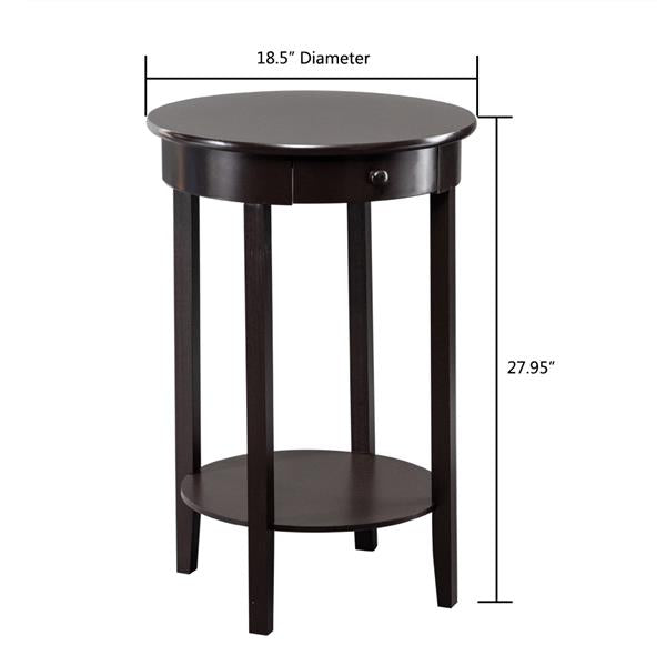 Simple Round With Drawer Side Coffee Table Brown