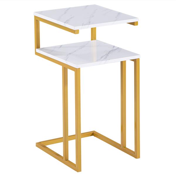 (42 x 35.5 x 71)cm C-Type Side Table Double-Layer Gold Marble Sticker