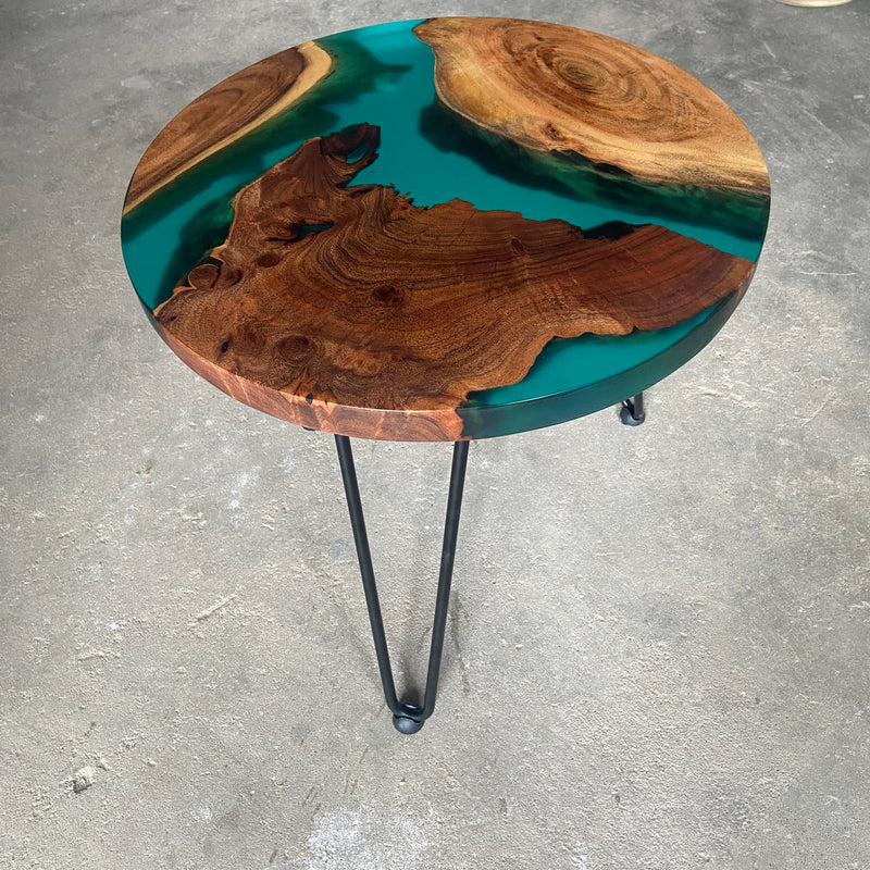 Green and Wooden Epoxy Resin Coffee Table For Home Decor-1