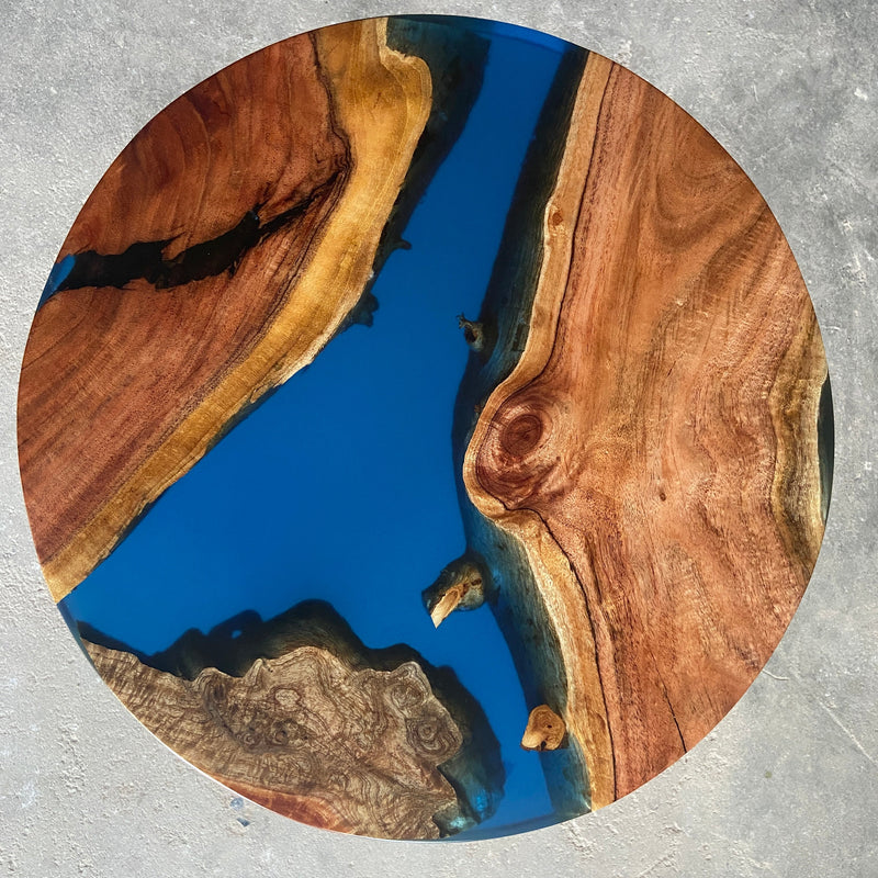 Blue and Wooden Epoxy Resin Coffee Table For Home Decor-2