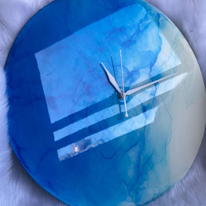 Blue Abstract Epoxy Resin Wall Clock For Home Decor-1