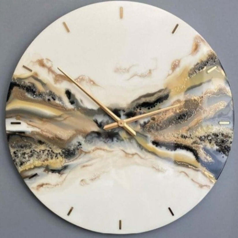 Black and Golden Abstract Epoxy Resin Wall Clock For Home Decor-0