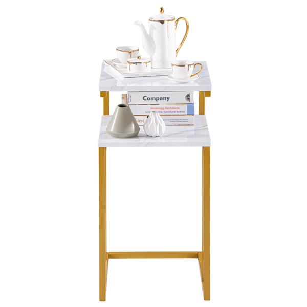 (42 x 35.5 x 71)cm C-Type Side Table Double-Layer Gold Marble Sticker