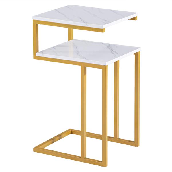 (42 x 35.5 x 71)cm C-Type Side Table Double-Layer Gold Marble Sticker