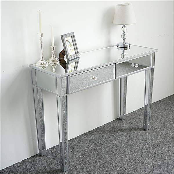 Mirrored Makeup Table Desk Vanity for Women with 2 Drawers