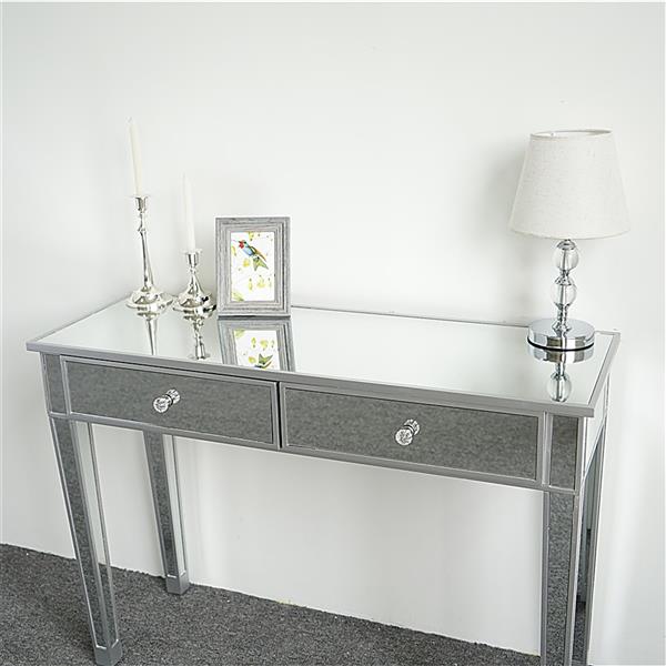 Mirrored Makeup Table Desk Vanity for Women with 2 Drawers