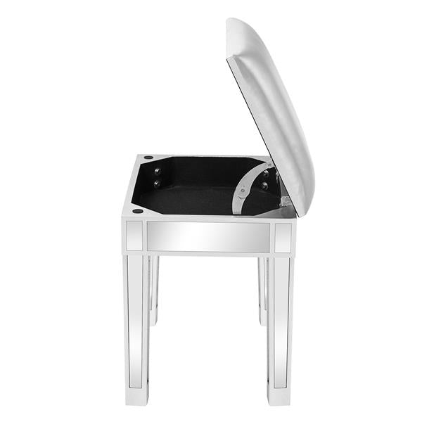 Modern Style Mirrored Vanity Stool Silver Gray