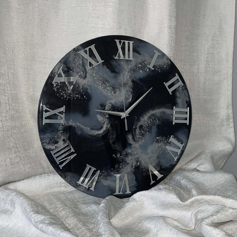 Black Abstract Epoxy Resin Wall Clock For Home Decor-1